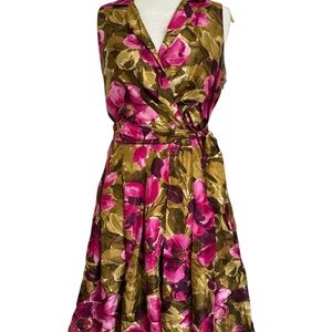 Jessica Howard Pink and Green Floral Midi Dress